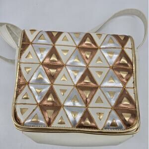 Vintage 70s 80s Metallic Abstract Geometric Cooper J Crossbody Bag Purse Disco